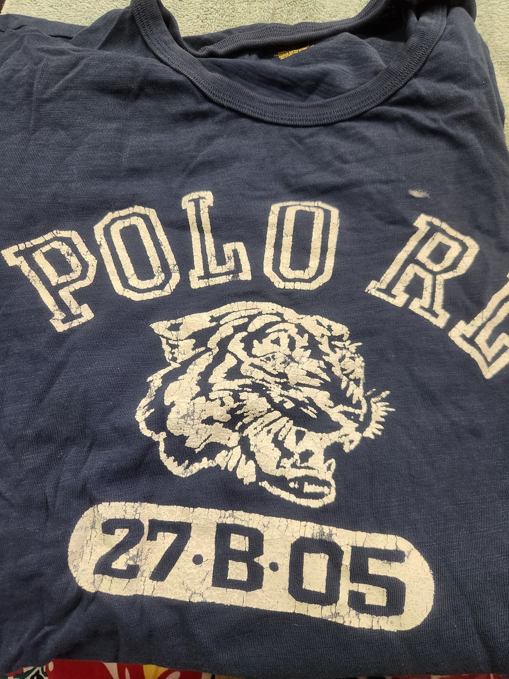 Polo by Ralph Lauren Navy Blue Short Sleeve Tee with White Tiger Graphic